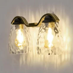 Teamson Home Heidi 2-Light Bathroom Vanity Wall Sconce Light with 3-Stage Touch Dimmer, Black/Brass