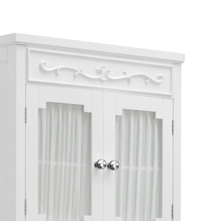 Teamson Home Lisbon Over-the-Toilet Cabinet with Drapery-Lined Doors, White- FINAL SALE