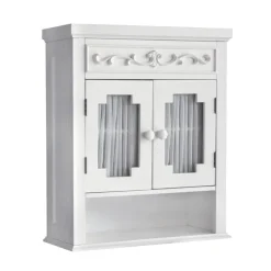 Teamson Home Lisbon Removable Wall Cabinet with Two Drapery-Lined Doors, White -FINAL SALE