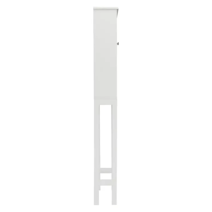 Teamson Home Louis Over-the-Toilet Cabinet with Faux Louvered Doors and Fixed Exterior Shelf, White