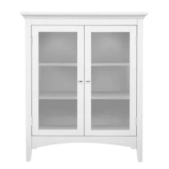 Teamson Home Madison Freestanding Two-Door Floor Cabinet with Tempered Glass Panels, White