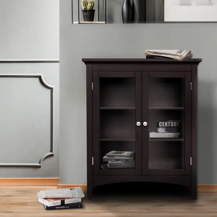 Teamson Home Madison Freestanding Two-Door Floor Cabinet, Espresso
