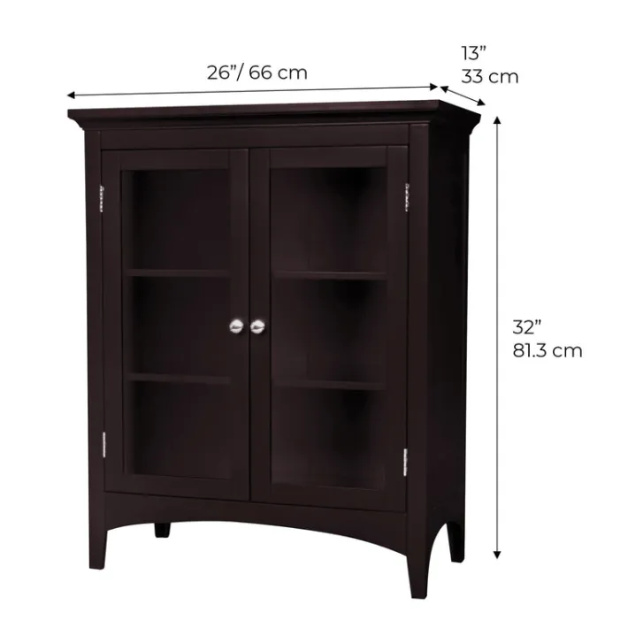 Teamson Home Madison Freestanding Two-Door Floor Cabinet, Espresso