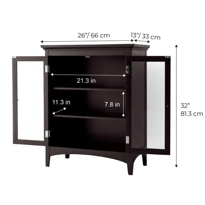 Teamson Home Madison Freestanding Two-Door Floor Cabinet, Espresso