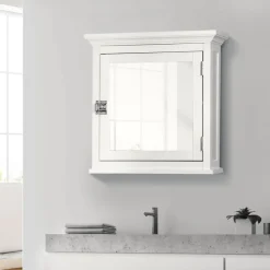 Teamson Home Madison Removable Medicine Cabinet with Mirrored Door, White