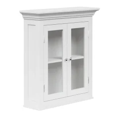 Teamson Home Madison Removable Two-Door Wall Cabinet with Glass Panels, White