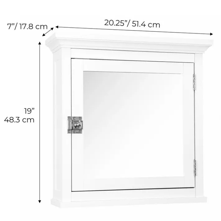 Teamson Home Madison Removable Medicine Cabinet with Mirrored Door, White