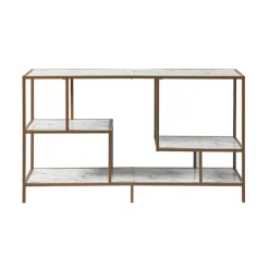 Teamson Home Marmo Modern Media Stand & Console Table, White/Brass -FINAL SALE