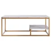 Teamson Home Marmo Modern Marble-Look Coffee Table with Shelf, Marble/Brass -FINAL SALE