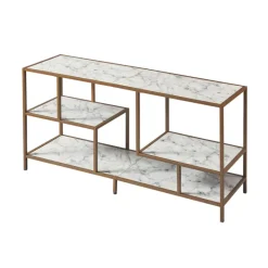 Teamson Home Marmo Modern Media Stand & Console Table, White/Brass -FINAL SALE