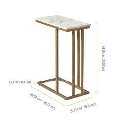 Teamson Home Marmo Modern Marble-Look C Shape Side Table, Marble/Brass- FINAL SALE
