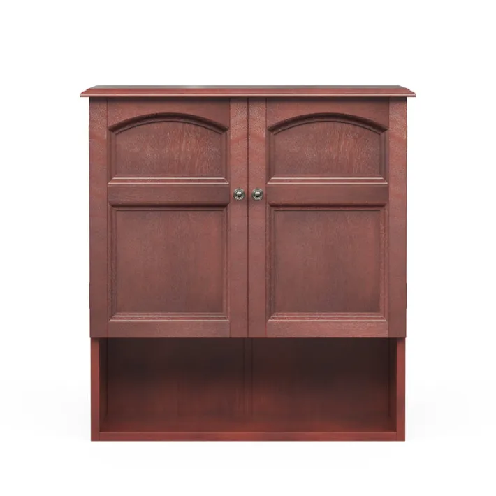 Teamson Home Martha Removable Two-Door Wall Cabinet with Open Shelf, Mahogany