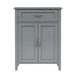 Teamson Home Mercer Freestanding Two-Door Floor Cabinet with Top Drawer, Gray