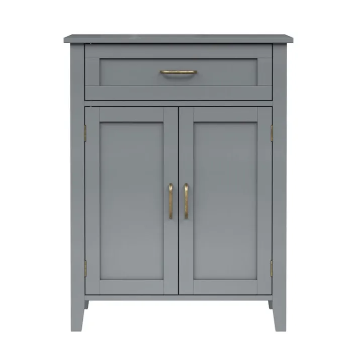Teamson Home Mercer Freestanding Two-Door Floor Cabinet with Top Drawer, Gray
