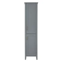 Teamson Home Mercer Freestanding Linen Cabinet with Two Doors, Gray