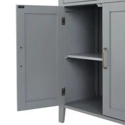 Teamson Home Mercer Freestanding Two-Door Floor Cabinet with Top Drawer, Gray