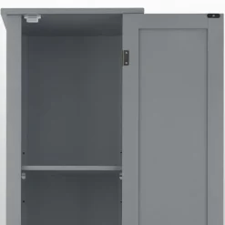 Teamson Home Mercer Freestanding Linen Cabinet with Two Doors, Gray