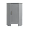 Teamson Home Mercer Mid Century Modern Wooden Wedge-Shaped Corner Floor Storage Cabinet, Gray -FINAL SALE