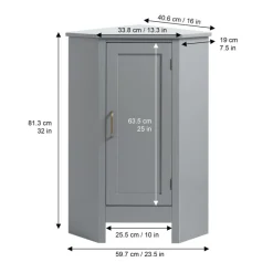Teamson Home Mercer Mid Century Modern Wooden Wedge-Shaped Corner Floor Storage Cabinet, Gray -FINAL SALE