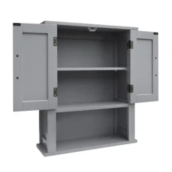 Teamson Home Mercer Removable Two-Door Wall Cabinet, Gray