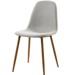 Teamson Home Minimalista Fabric Dining Chair with Wood Grain Metal Legs, Set of 2, Light Gray/Natural- FINAL SALE
