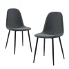 Teamson Home Minimalista Fabric Dining Chair with Black Metal Legs, Set of 2, Black/Gray- FINAL SALE