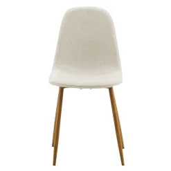 Teamson Home Minimalista Fabric Dining Chair with Wood Grain Metal Legs, Set of 2, White/Natural