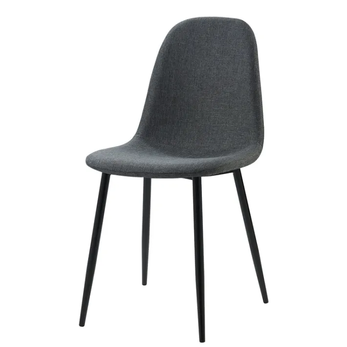 Teamson Home Minimalista Fabric Dining Chair with Black Metal Legs, Set of 2, Black/Gray- FINAL SALE