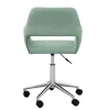 Teamson Home Modern Fabric Office Chair with Adjustable Ergonomic Seat, Swivel Base, and Wheels, Mint/Chrome- FINAL SALE