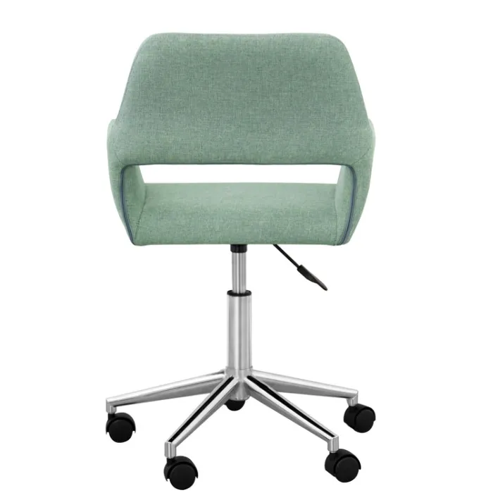 Teamson Home Modern Fabric Office Chair with Adjustable Ergonomic Seat, Swivel Base, and Wheels, Mint/Chrome- FINAL SALE