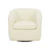 Teamson Home Monroe Faux Shearing Swivel Tub Chair with Channel Tufting, Ivory -FINAL SALE
