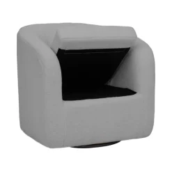 Teamson Home Monroe Faux Shearing Swivel Tub Chair with Channel Tufting, Gray