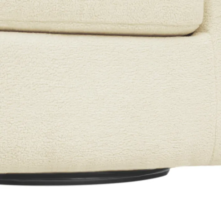 Teamson Home Monroe Faux Shearing Swivel Tub Chair with Channel Tufting, Ivory -FINAL SALE