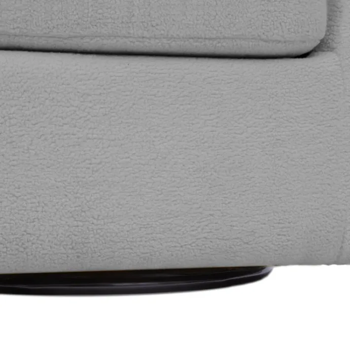 Teamson Home Monroe Faux Shearing Swivel Tub Chair with Channel Tufting, Gray