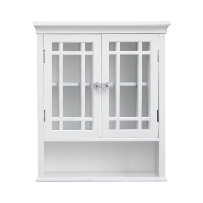Teamson Home Neal Removable Two-Door Wall Cabinet with Open Shelf, White