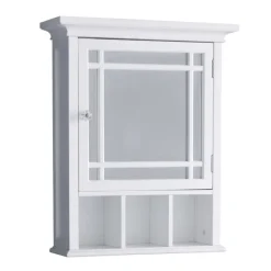 Teamson Home Neal Removable Medicine Cabinet with Mirrored Door and Open Shelf, White