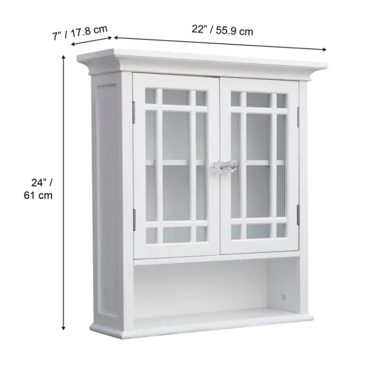 Teamson Home Neal Removable Two-Door Wall Cabinet with Open Shelf, White