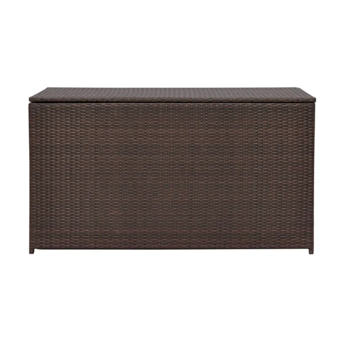 Teamson Home Outdoor 154-Gallon PE Rattan Deck Box for Cushions or Pool Accessory Storage, Brown- FINAL SALE