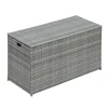 Teamson Home Outdoor 154-Gallon PE Rattan Deck Box for Cushions or Pool Accessory Storage, Gray