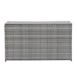Teamson Home Outdoor 154-Gallon PE Rattan Deck Box for Cushions or Pool Accessory Storage, Gray