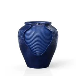 Teamson Home Outdoor Glazed Pot Fountain with LED Lights, Blue