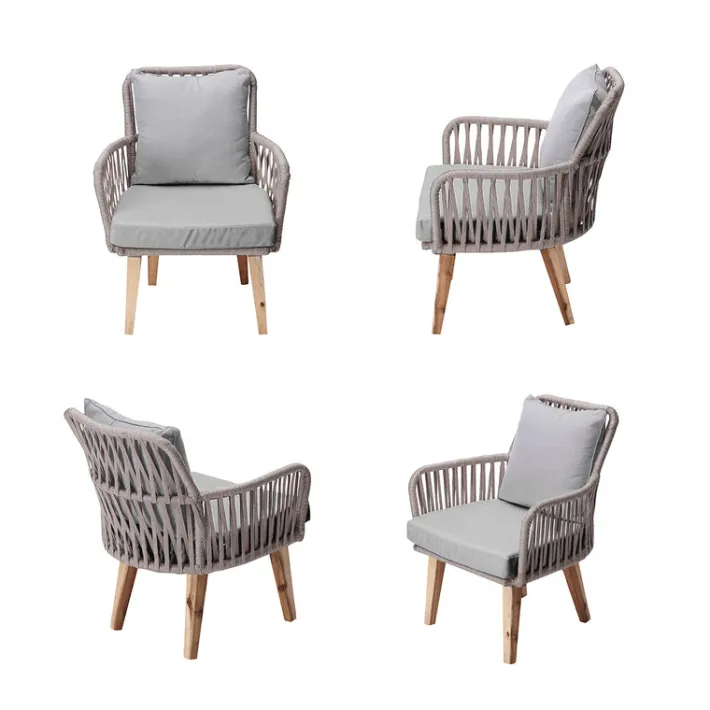Teamson Home Outdoor 3-Piece Rope & Acacia Wood Patio Set- FINAL SALE