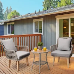 Teamson Home Outdoor 3-Piece Rope & Acacia Wood Patio Set- FINAL SALE