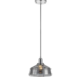 Teamson Home Presenza Metal Mini Pendant Lamp with Cage, Chrome -FINAL SALE