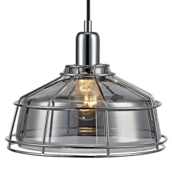 Teamson Home Presenza Metal Mini Pendant Lamp with Cage, Chrome -FINAL SALE