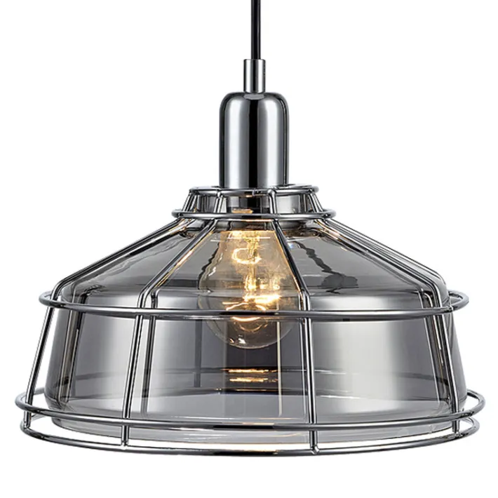 Teamson Home Presenza Metal Mini Pendant Lamp with Cage, Chrome -FINAL SALE