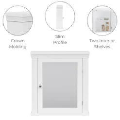 Teamson Home Removable Medicine Cabinet with Mirrored Door, White