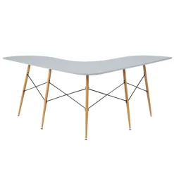 Teamson Home Roberto L-Shaped Corner Desk with Wood and Metal Details, Light Gray- FINAL SALE