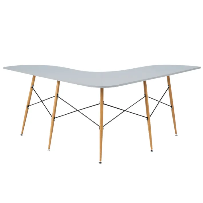 Teamson Home Roberto L-Shaped Corner Desk with Wood and Metal Details, Light Gray- FINAL SALE