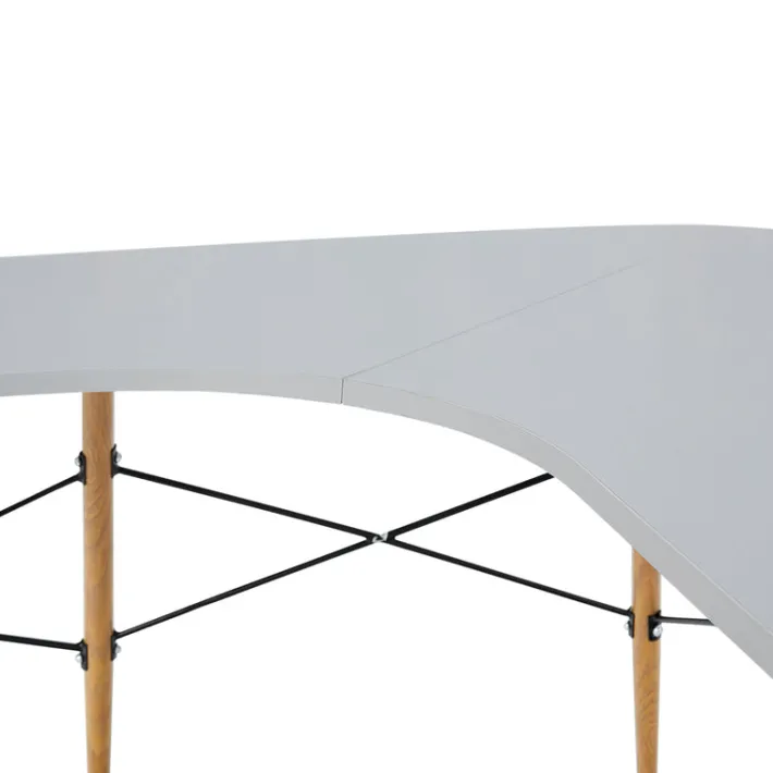 Teamson Home Roberto L-Shaped Corner Desk with Wood and Metal Details, Light Gray- FINAL SALE